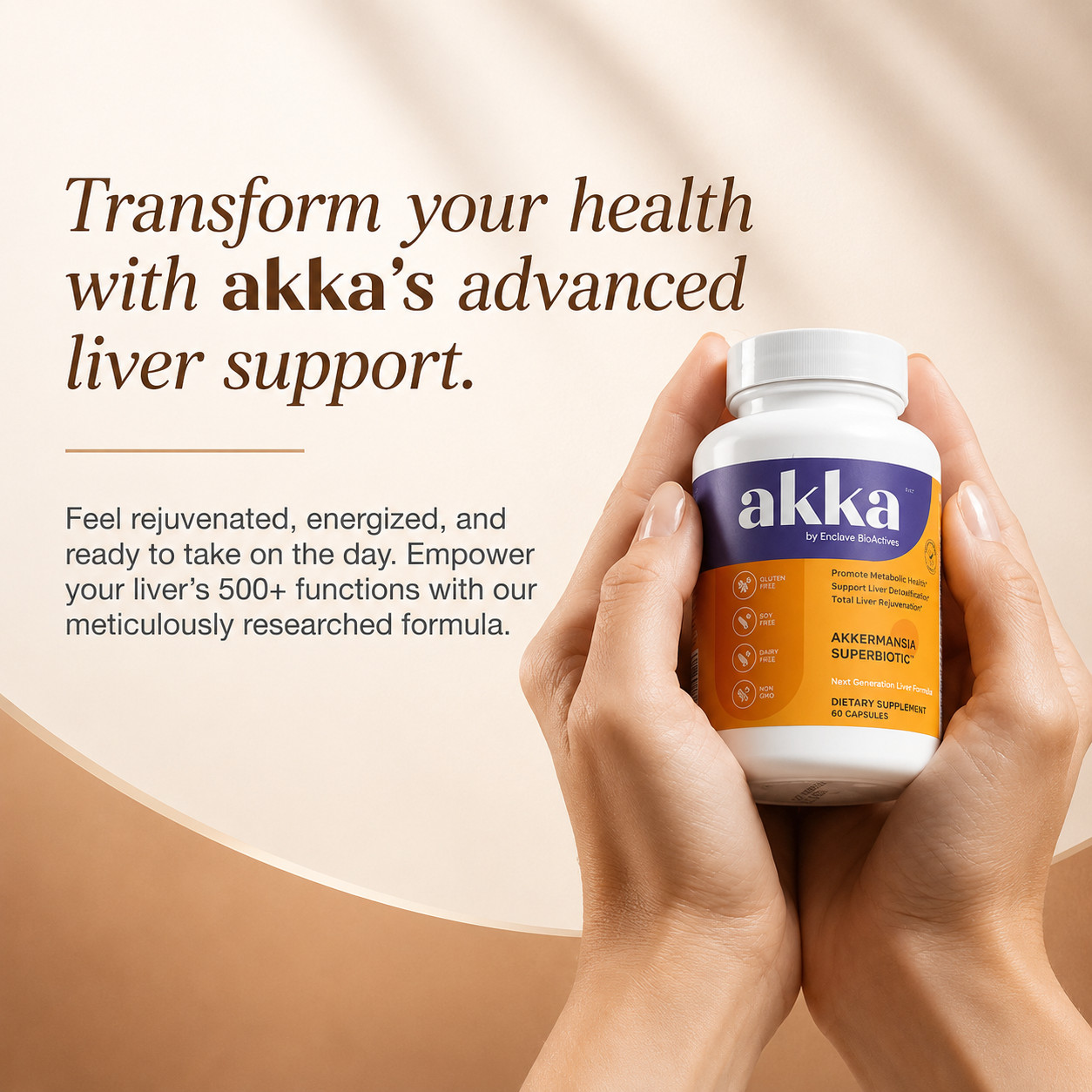Akka Akkermansia Superbiotic Liver Support Milk Thistle Detox Repair 60 Caps
