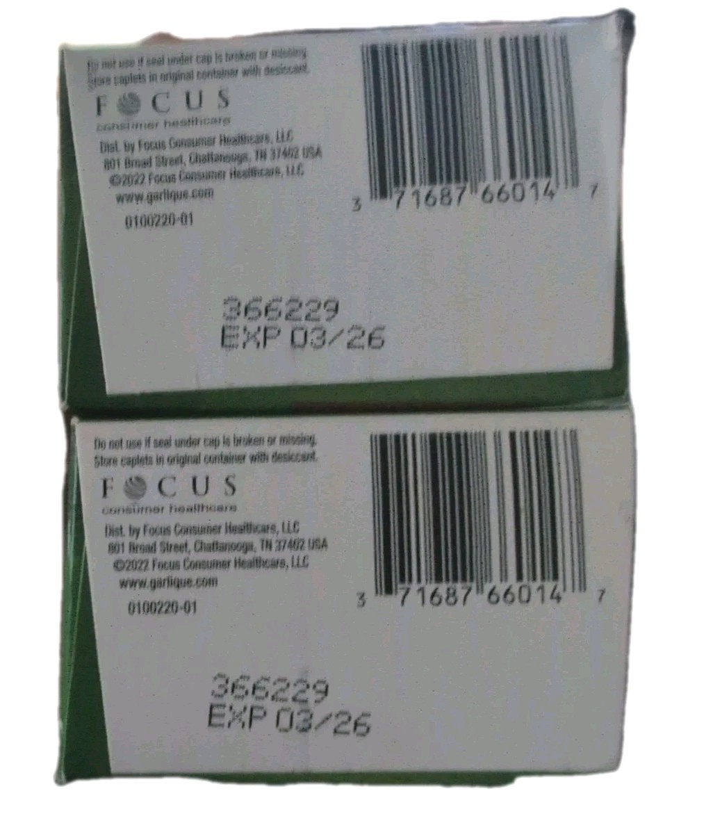 (2) Garlique Cholesterol’s Cardiovascular Health 60 Caplets Each. Exp: 03/2026