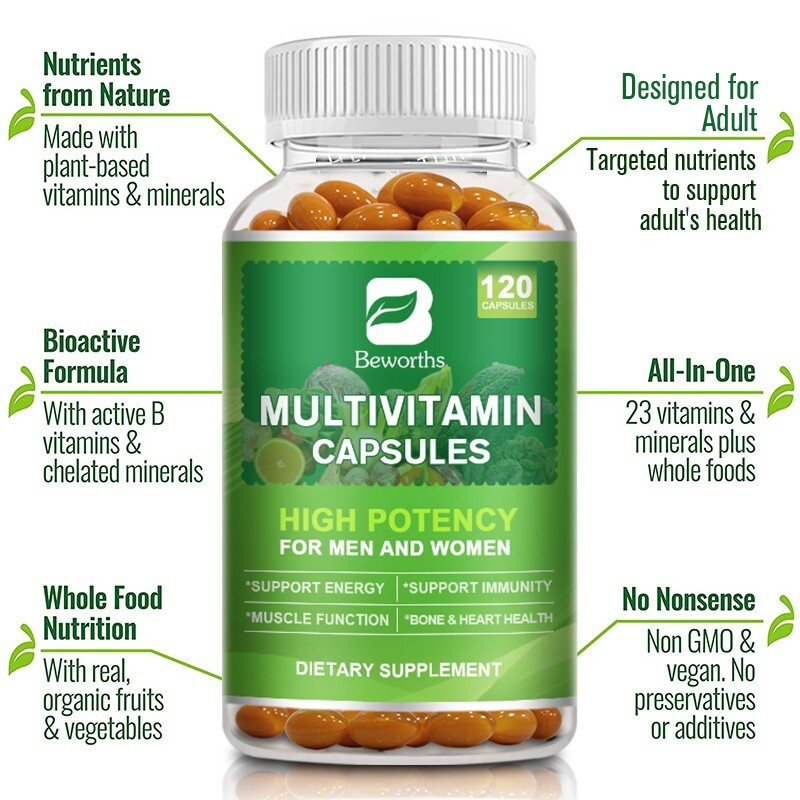 Multivitamin Capsules with Vitamins & Minerals for Immune Support Energy Boost
