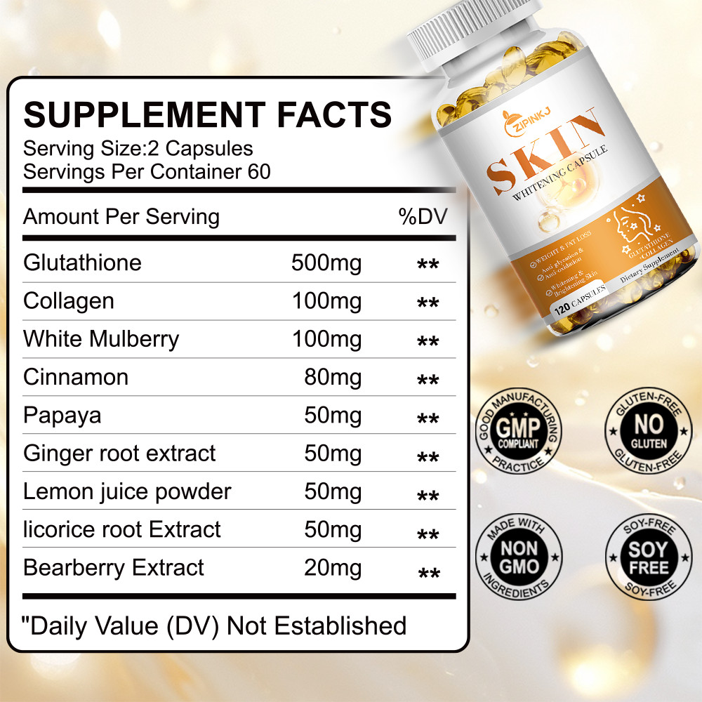 120 Capsules Collagen Glutathione Pills Whitening Skin Bleaching Lightening Best