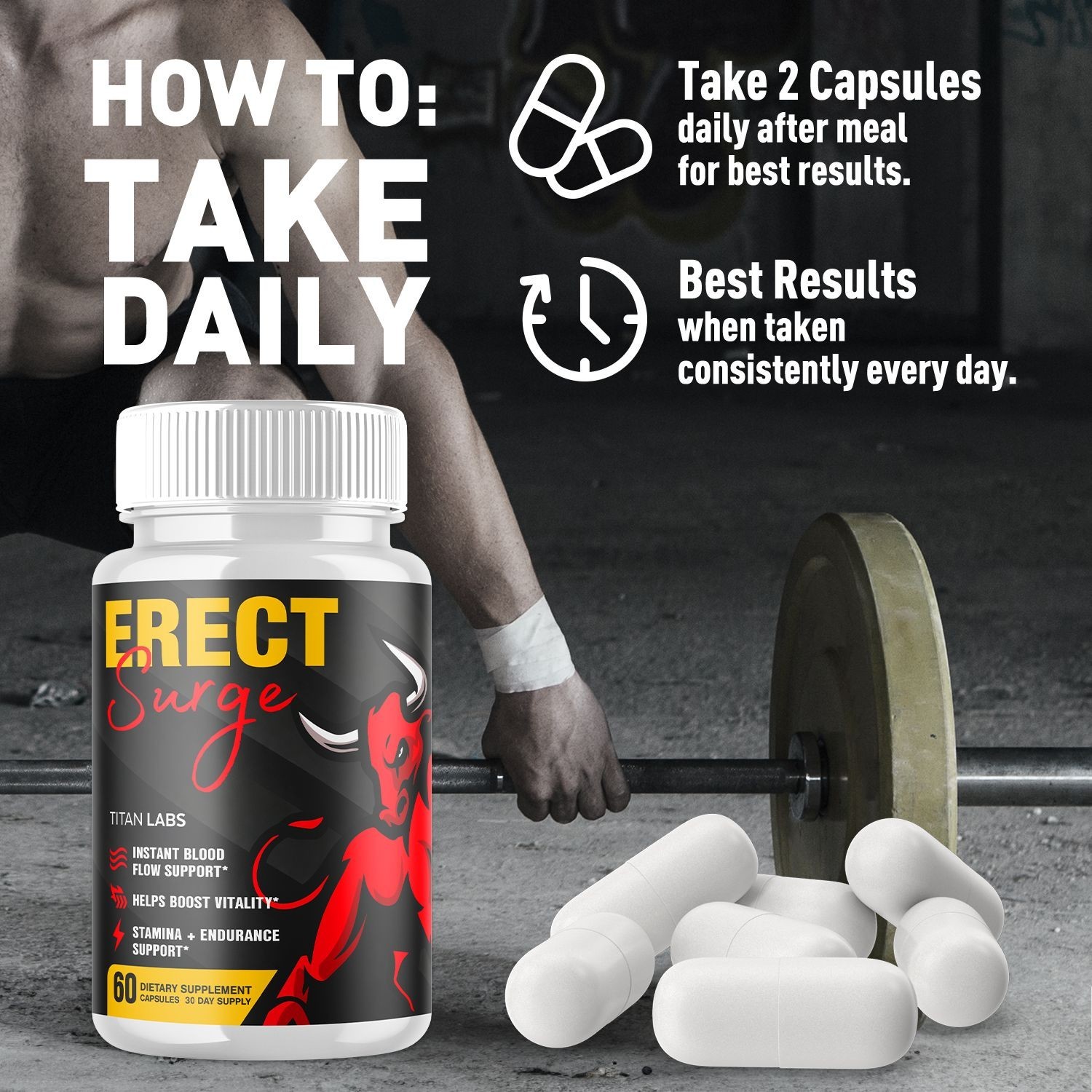 (5 Pack) Erect Surge Advanced Male Support Max Supplement ErectSurge 300 Capsule