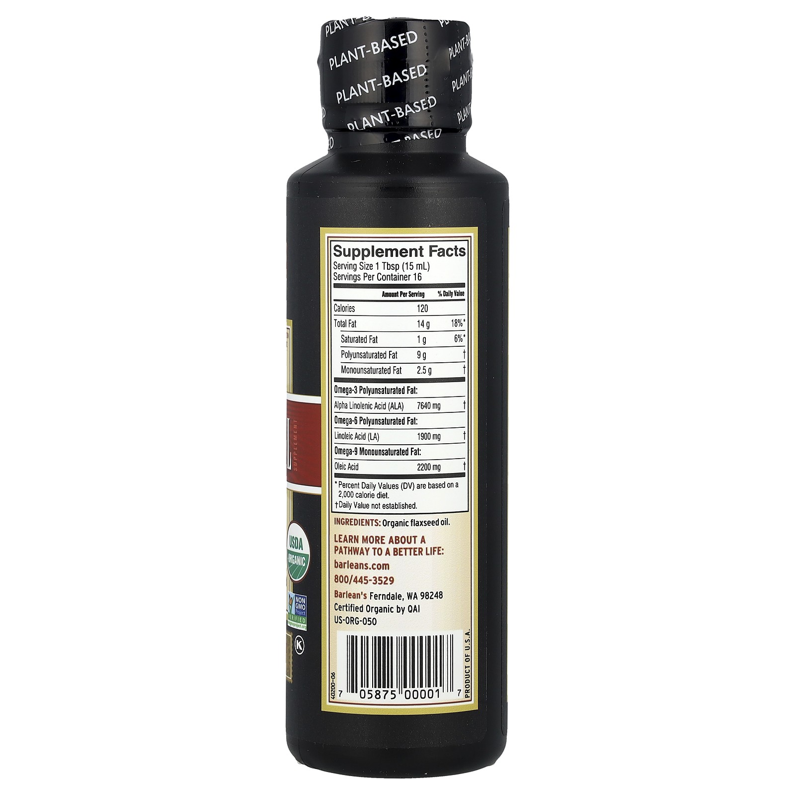 Barlean s Organic Fresh Flax Oil 8 fl oz 236 ml Kosher, Organic