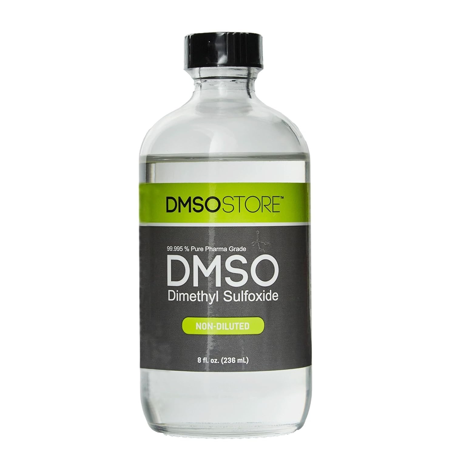DMSO 8 Oz. Glass Bottle Non-Diluted 99.995% Pure Low Odor Pharma Grade Liquid