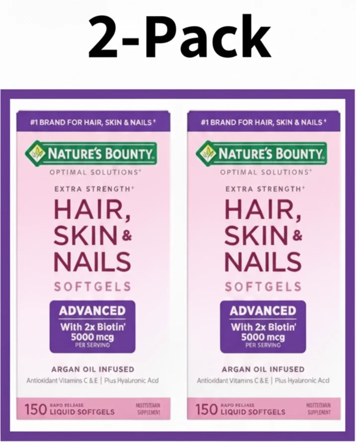 Nature’s Bounty 2 PACK – Hair Skin Nails Extra Strength Biotin/Exp. 10/2026+
