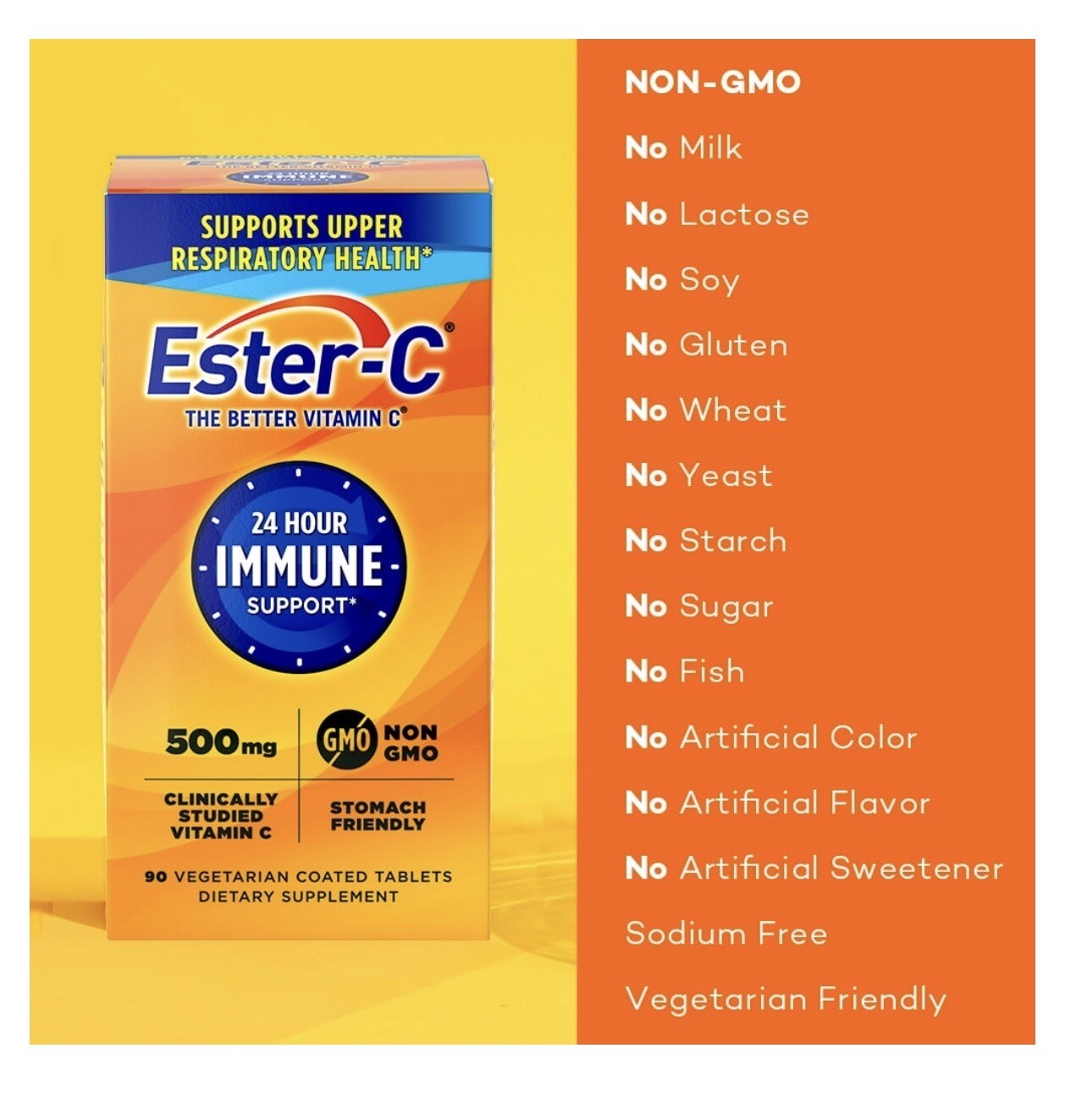 Ester-C 500mg vitamin C 24-hr IMMUNE SUPPORT 90 tablets