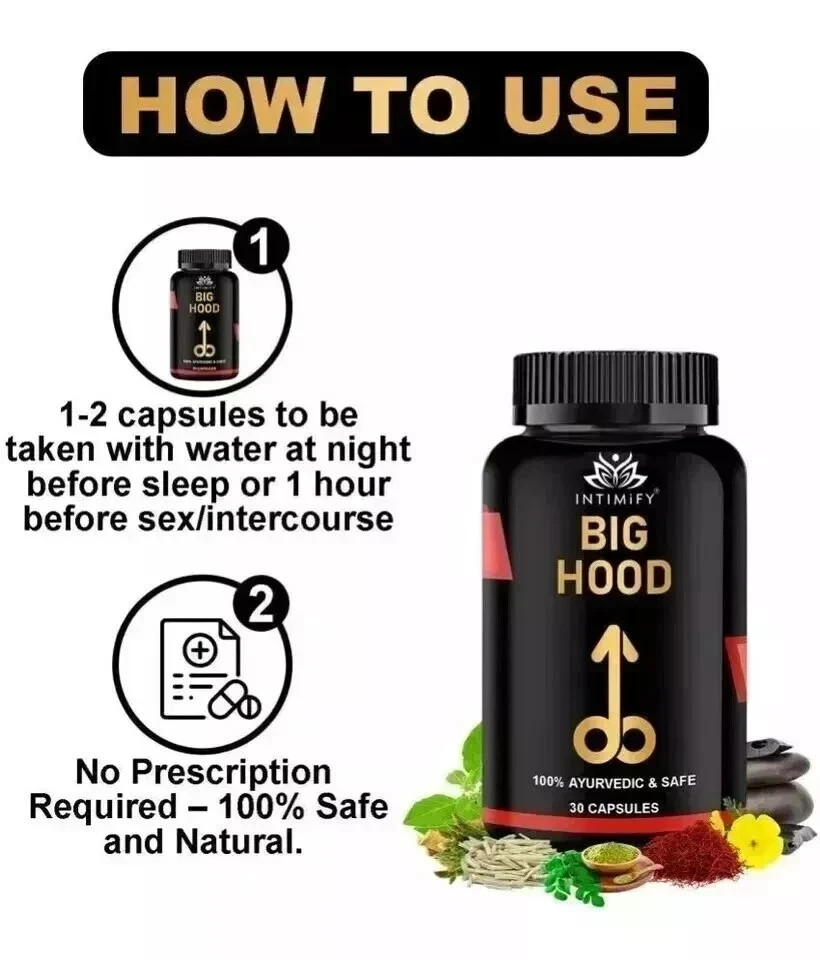 New Intimify Big Hood Capsules – Men’s Wellness & Energy Supplement – 30 Capsule