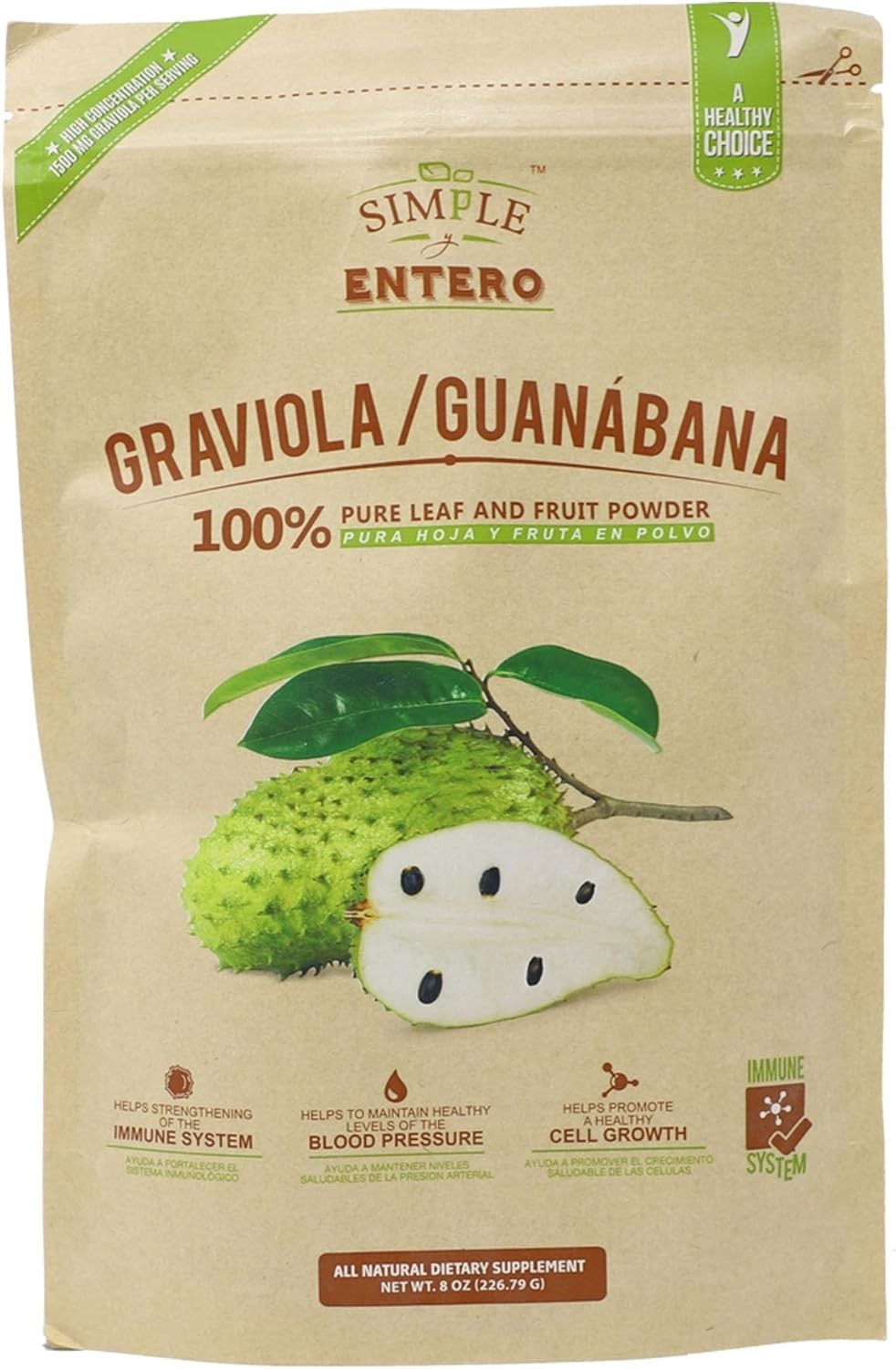 100% Pure Graviola Powder, Organic Soursop Supplement 8 oz for Digestive Health