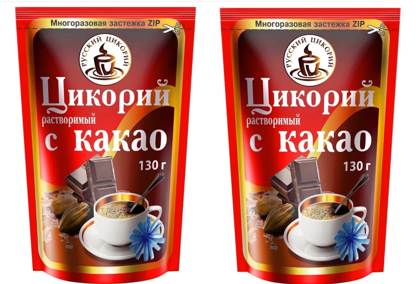2 x Chicory Instant Powder with Cacao 130 g (Zip) – Natural Coffee Substitute