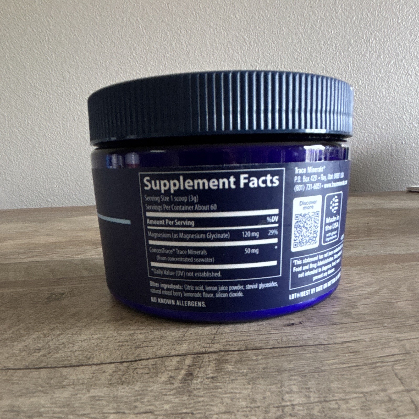 Trace Magnesium Glycinate Powder Mixed Berry Lemonade 180g 6.35oz Vegan