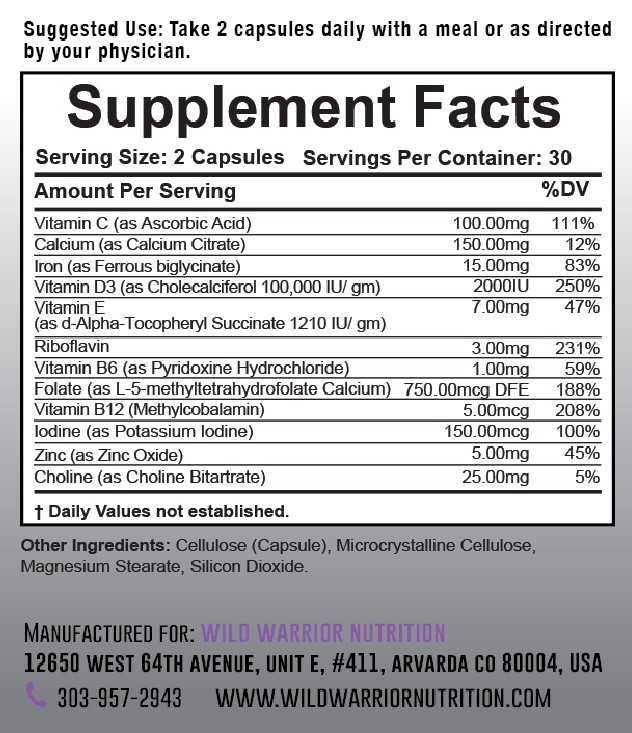 Wild Warrior Prenatal Vitamin with Folate, Vitamin D, and Choline