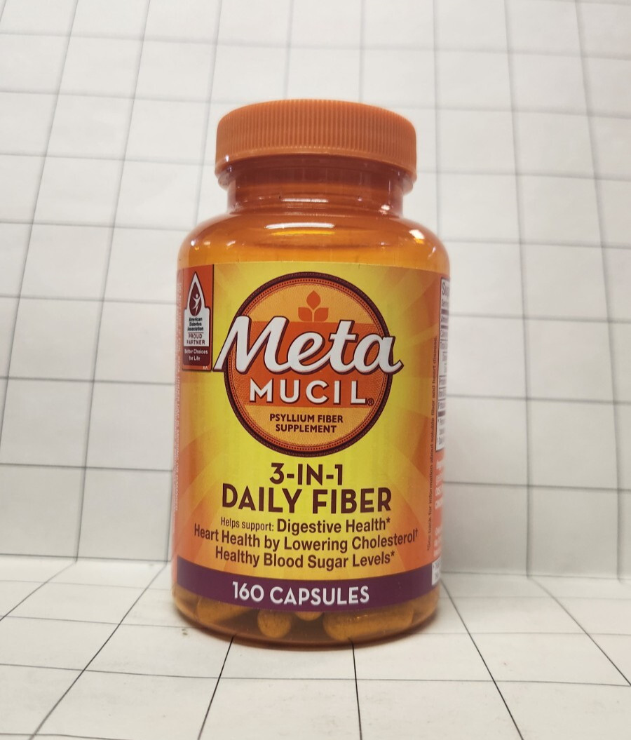 Metamucil Psyllium 3 in 1 Daily Fiber Supplement – 160 Capsules EXP 10/2027