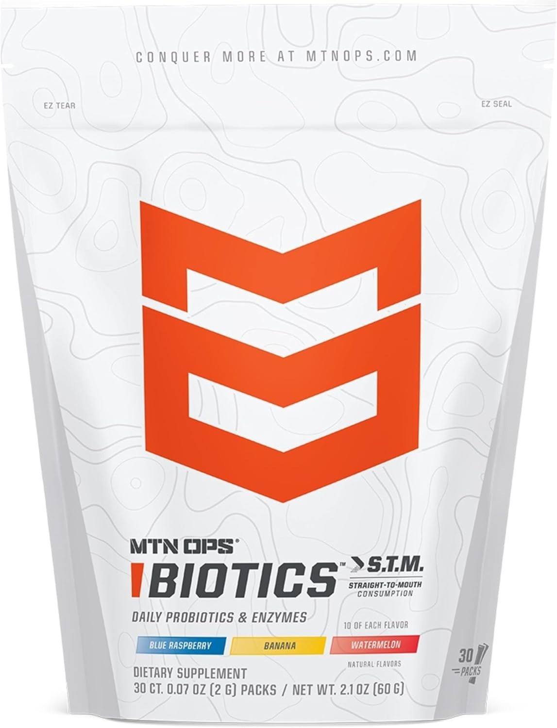 MTN OPS Biotics Probiotic STM Supplement – 3 Flavor Variety Pack – 30 packets