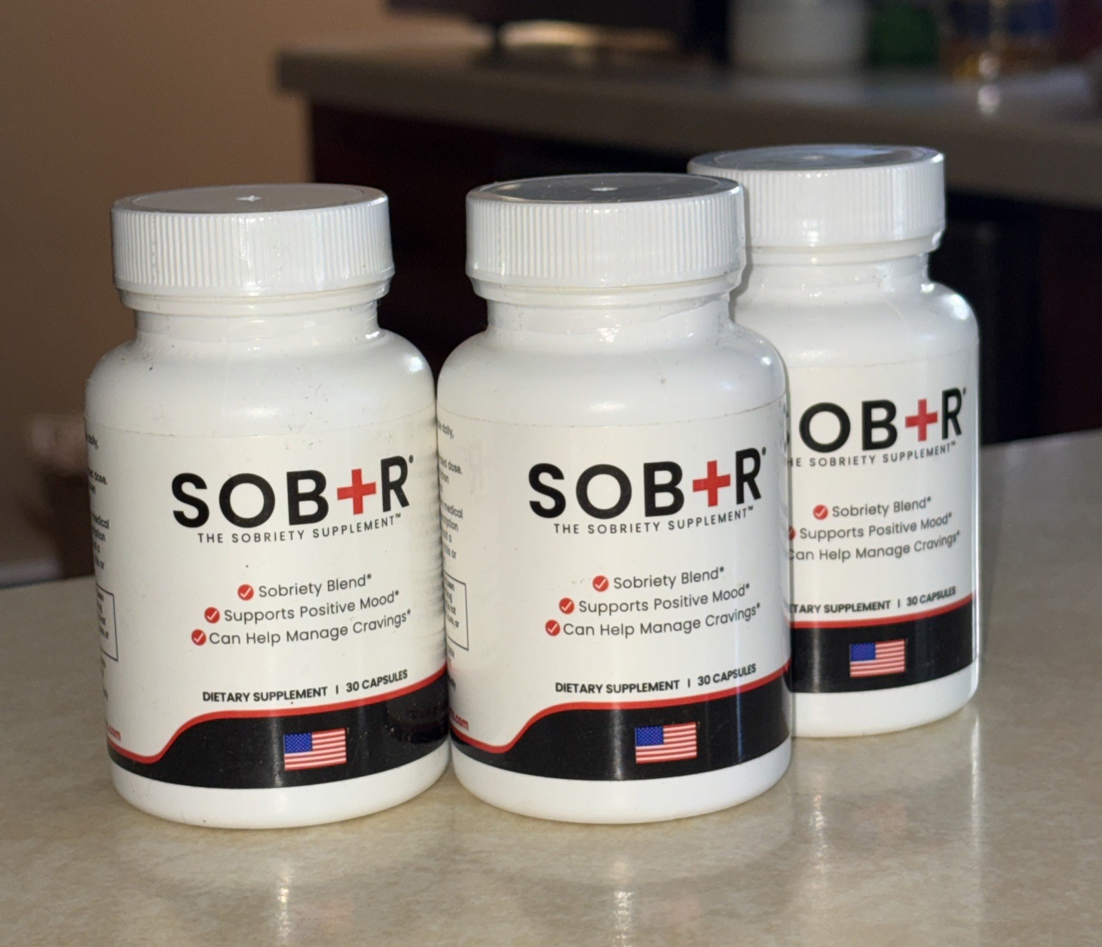 3 Bottles – SOB+R Natural Drug Recovery Supplement | Alcohol Craving Blocker