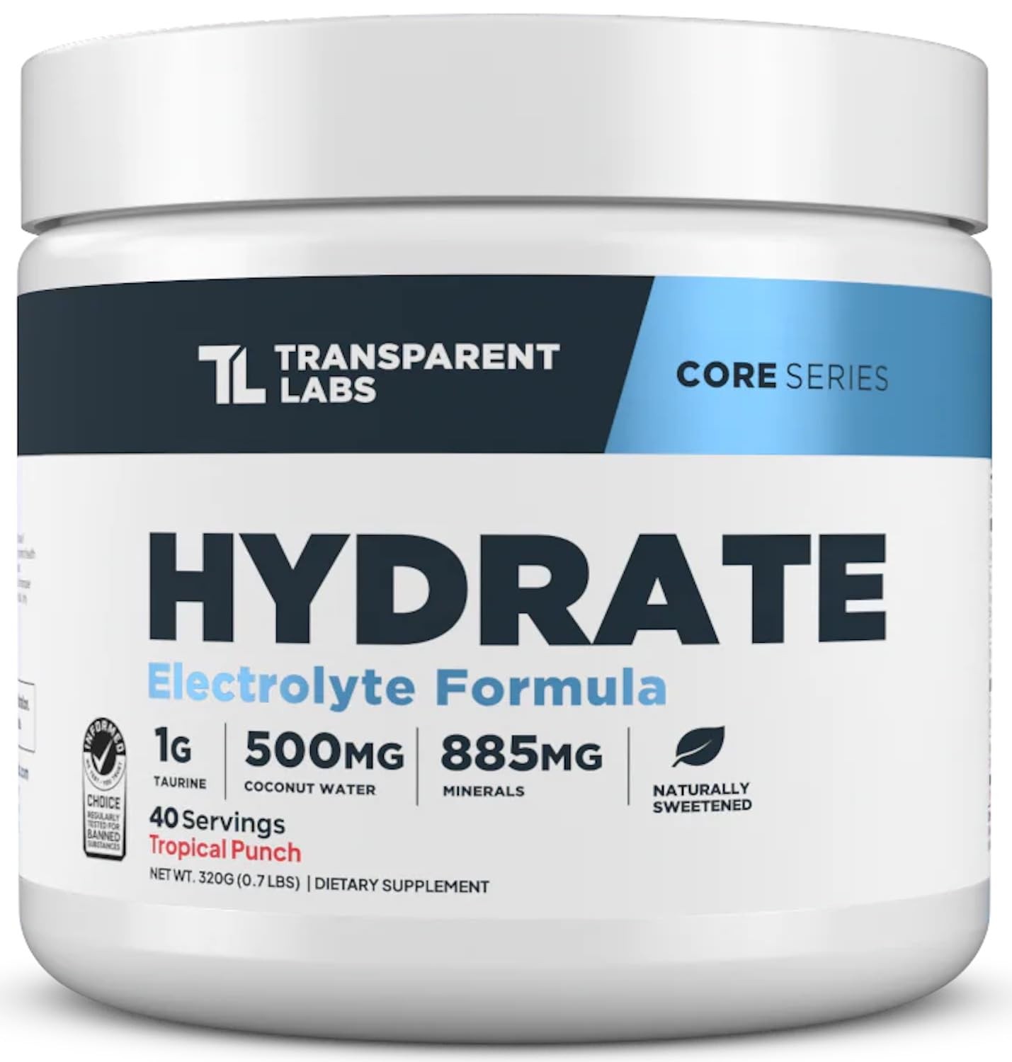 Transparent Labs Hydrate Naturally Sweetened 11.3 Ounce (Pack of 1), No Color