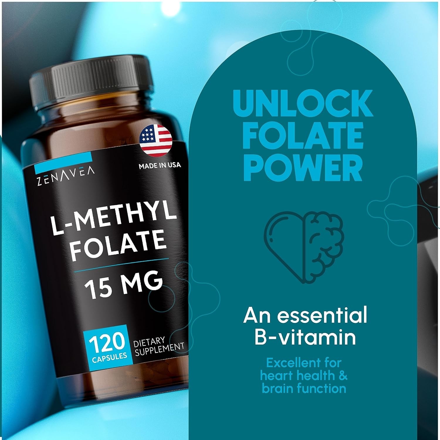 L-Methylfolate 15mg – L Methyl Folate Supplement 5-MTHF for Folic Acid Defici…