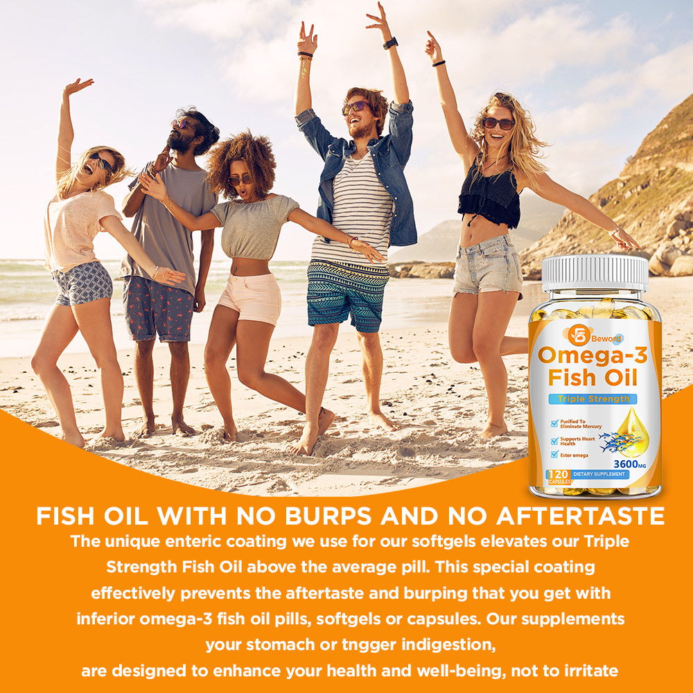 Omega 3 Fish Oil Capsules 3x Strength 3600mg EPA & DHA, Highest Potency