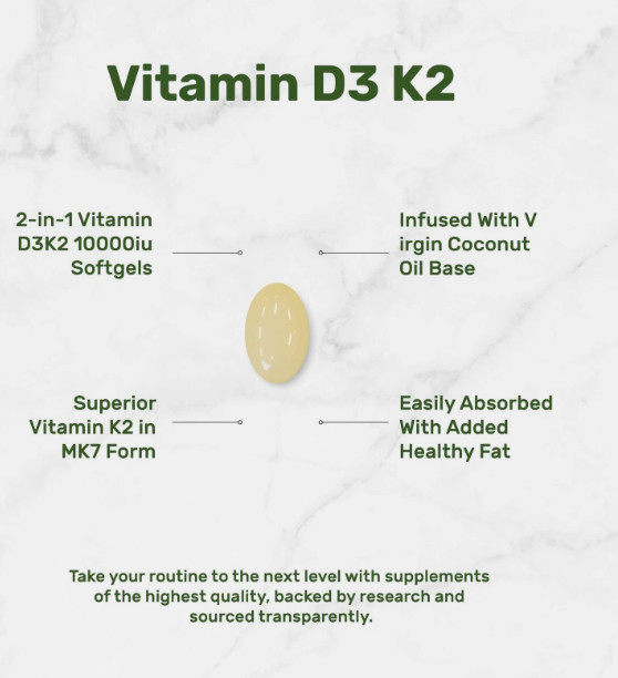 NEW 1PC Vitamin D3 + K2 DEAL SUPPLEMENT Immune Support Strong Bones