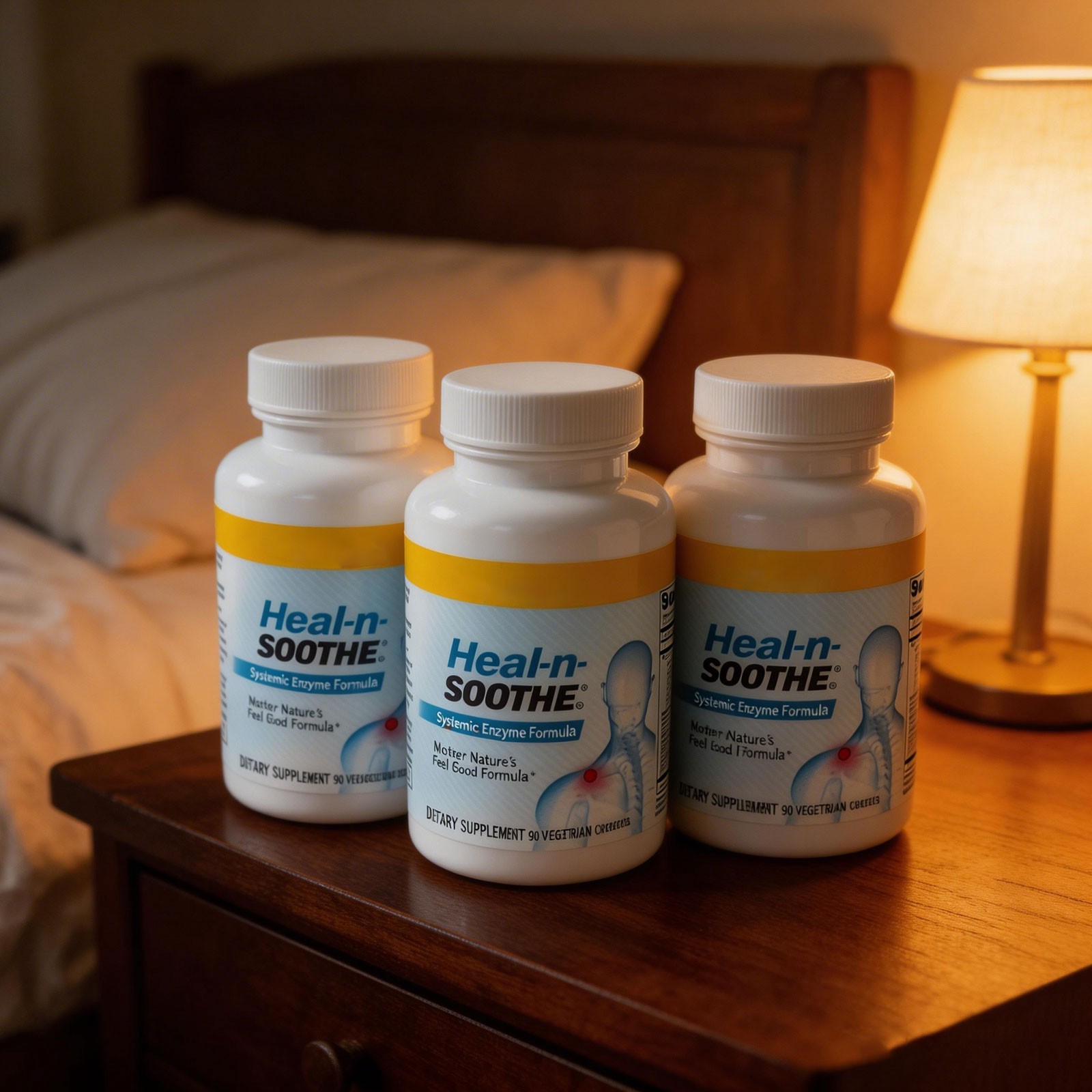 Premium LivingWell Nutraceuticals Heal-n-Soothe Systemic Enzyme Formula 90 Capsu