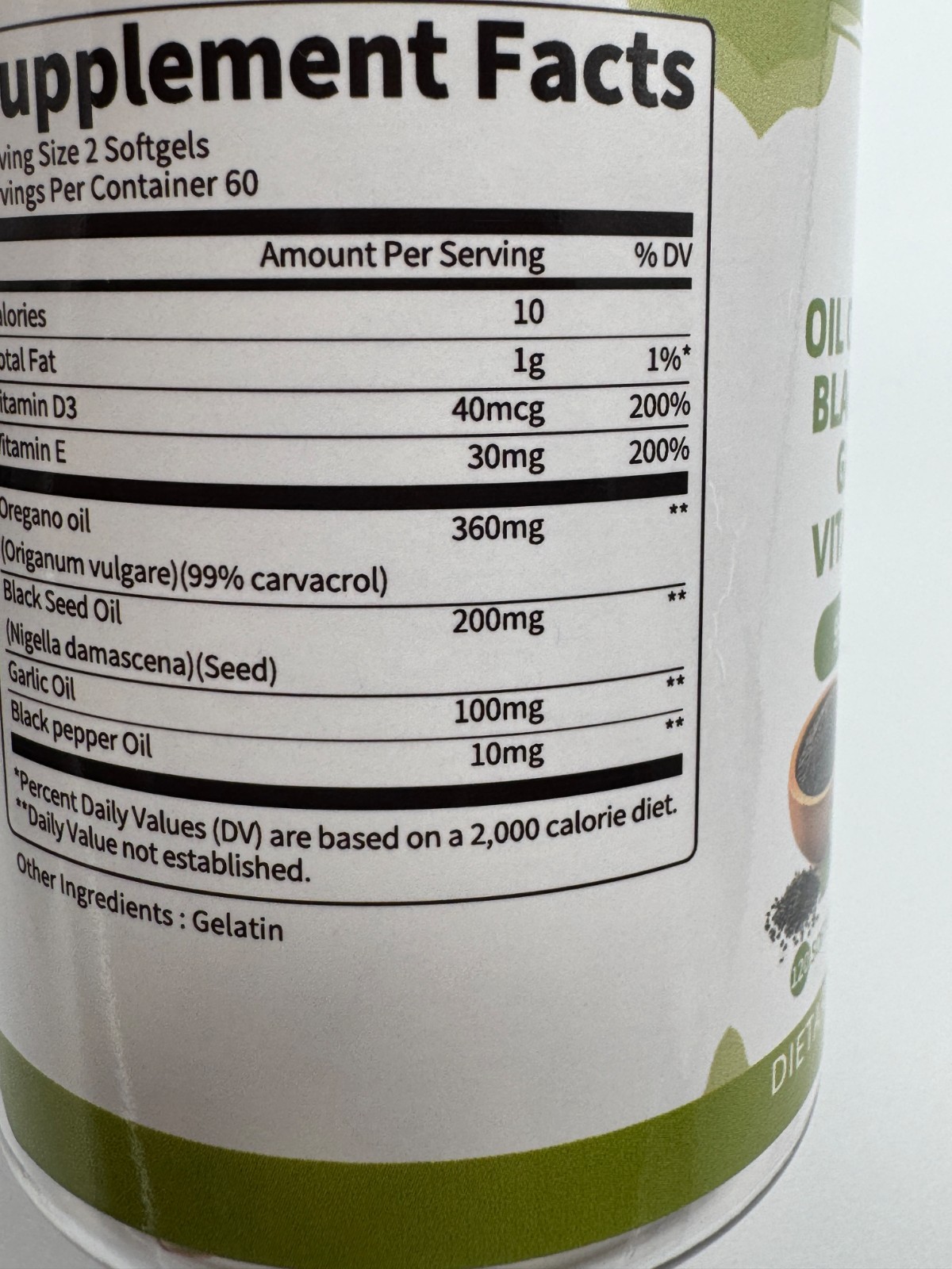 Lukaree Oil of Oregano Black Seed Oil Garlic Vitamin D3 E 120 EXP: 03/28