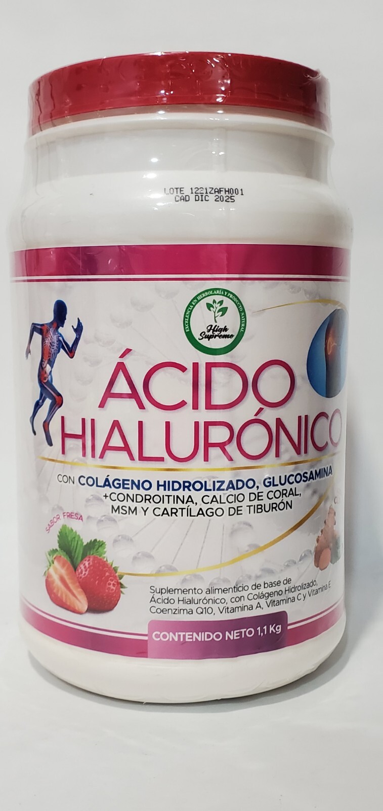 Hyaluronic Acid/Acido Hiauluronico w/Hidrolized Colagen {Strawberry } Powder 1Kg