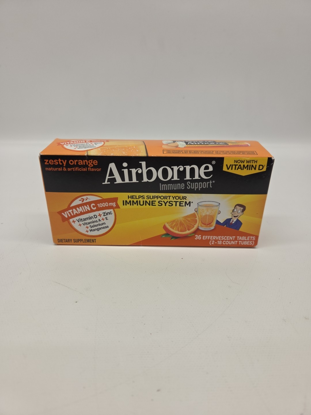 Airborne 1000mg Vitamin C with Zinc Effervescent Tablets Immune 30 ct EXP 2027
