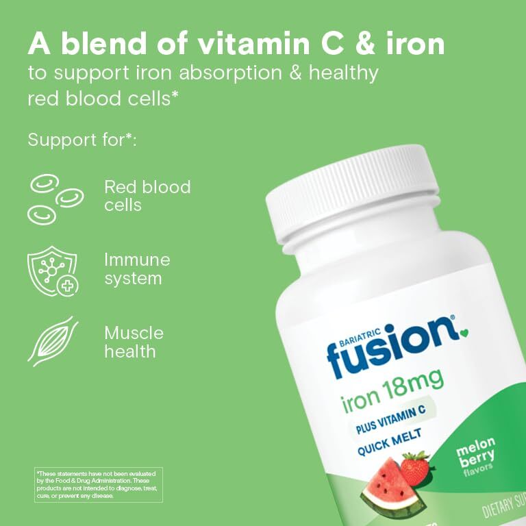 Bariatric Fusion Iron Supplement for Women Quick Melt | Sugar Free Dissolvabl…