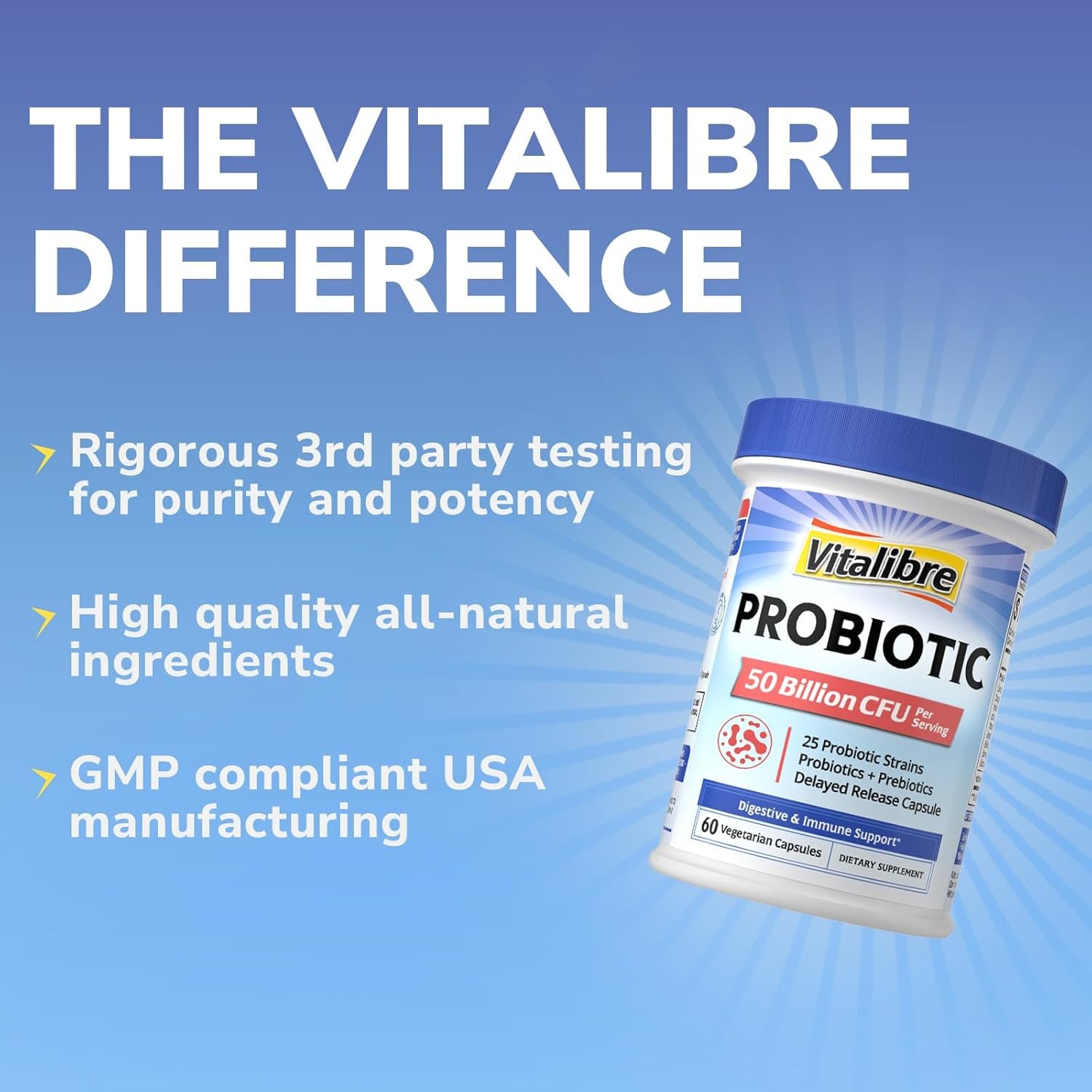 Probiotic for Women and Men, 50 Billion CFU, 25 Diverse Strains plus Prebiotics,