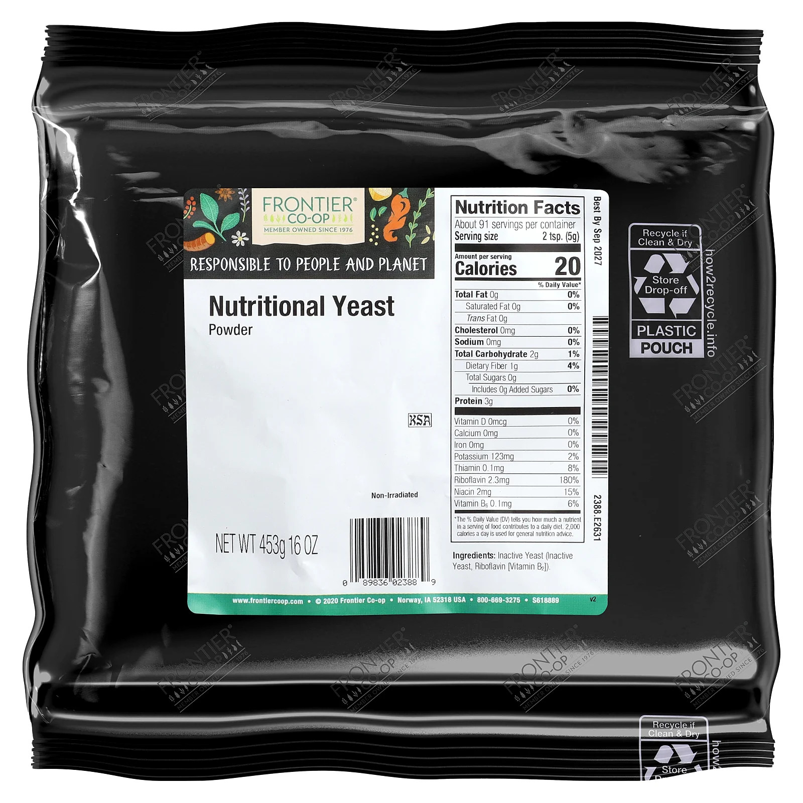 2 X Frontier Co-op, Nutritional Yeast Powder, 16 oz (453 g)