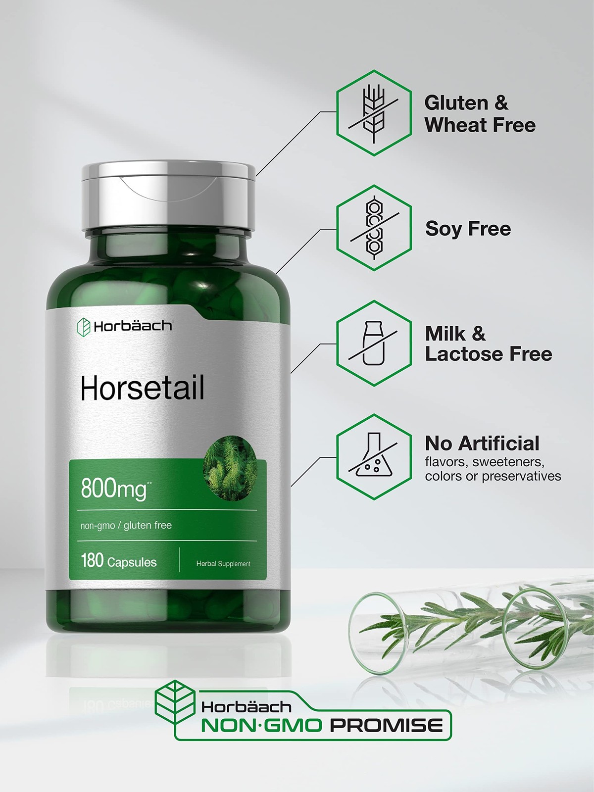 Horbäach Horsetail Supplement | 180 Capsules | Traditional Herbal Extract |