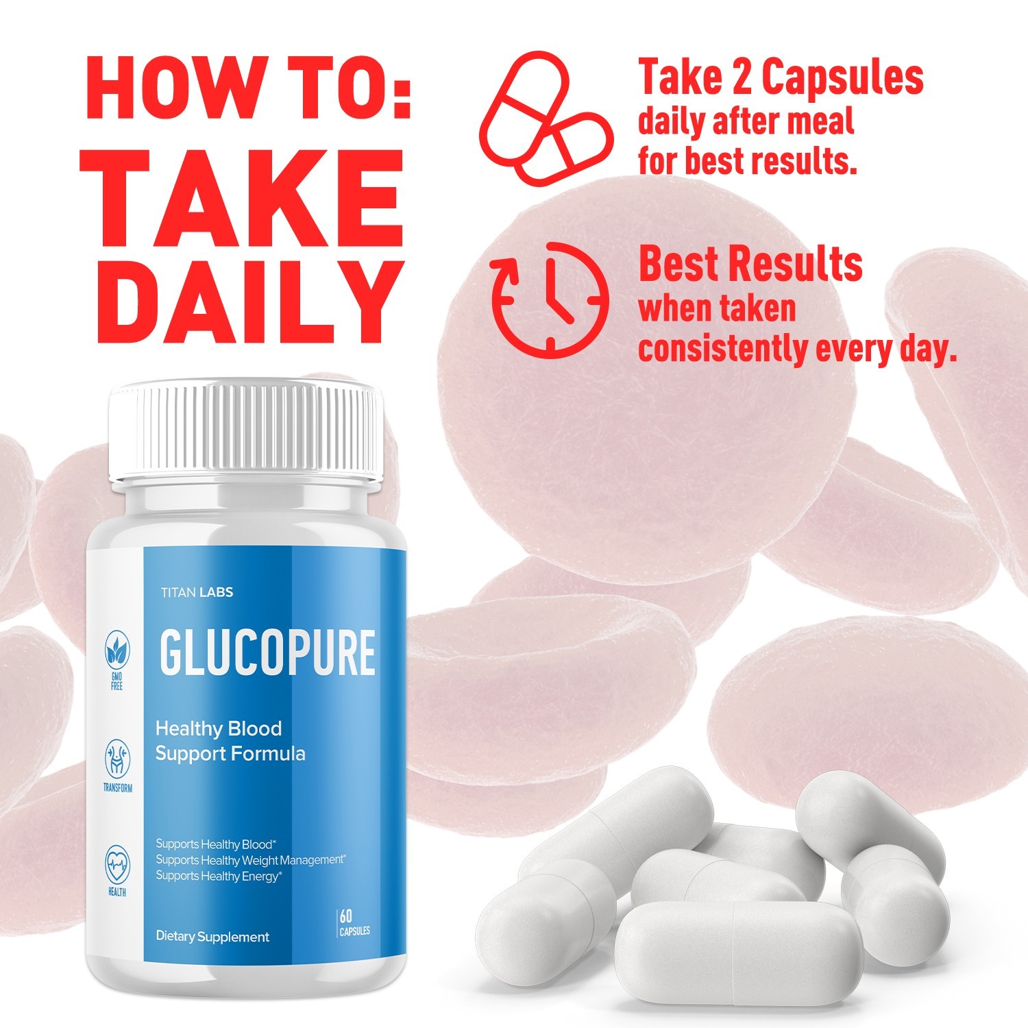 (2 Pack) Glucopure Advanced Blood Health Support Supplement Gluco Pure 120 Caps