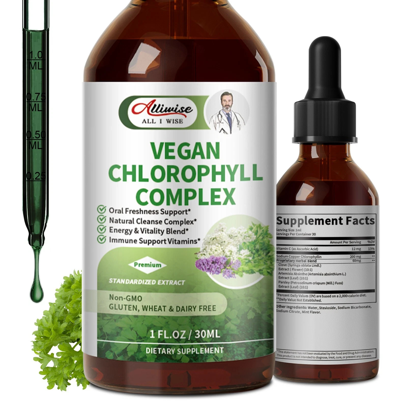 Lukaree 30MLChlorophyll Liquid Drops Supports Natural Cleansing & Immune, Intern