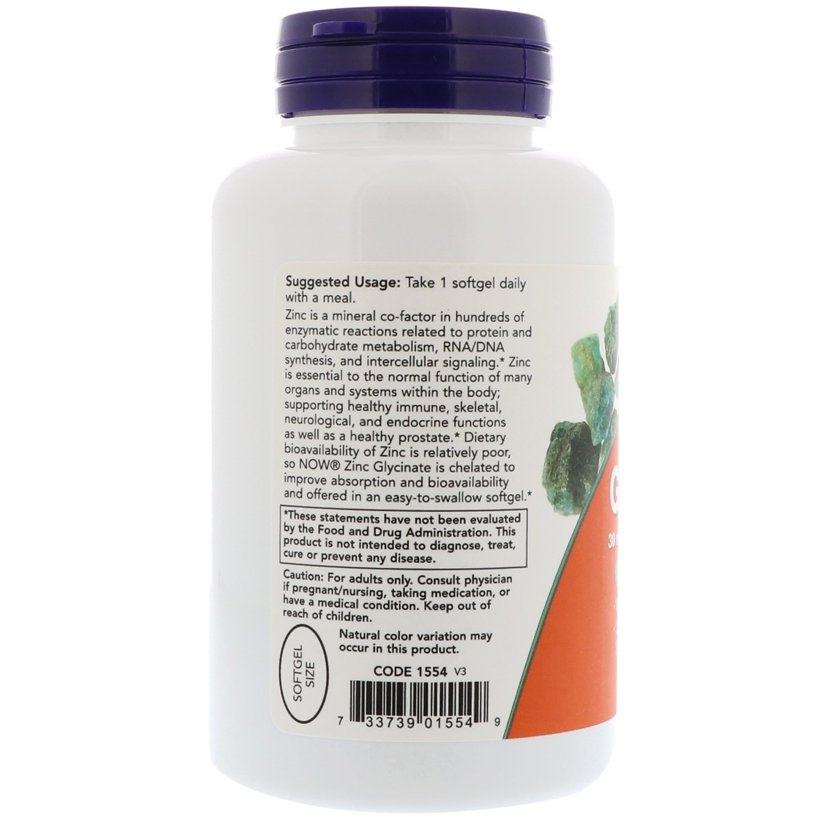 Now Foods Zinc Glycinate 120 Softgels GMP Quality Assured