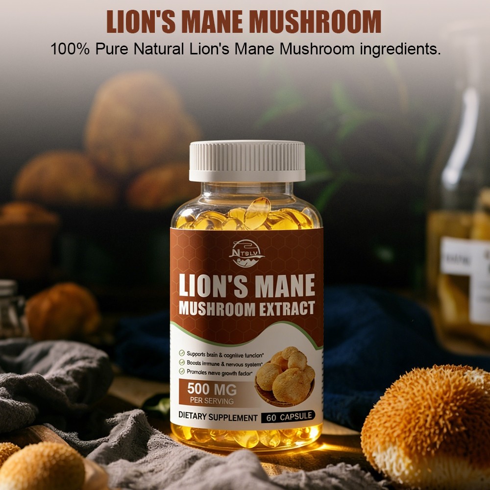 Lion’s Mane Mushroom Extract Capsules 500mg Brain Cognitive Support Supplement