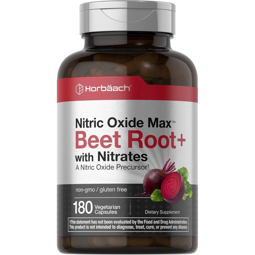 Horbäach Nitric Oxide Beet Root Capsules | 180 Count (Pack of 1)