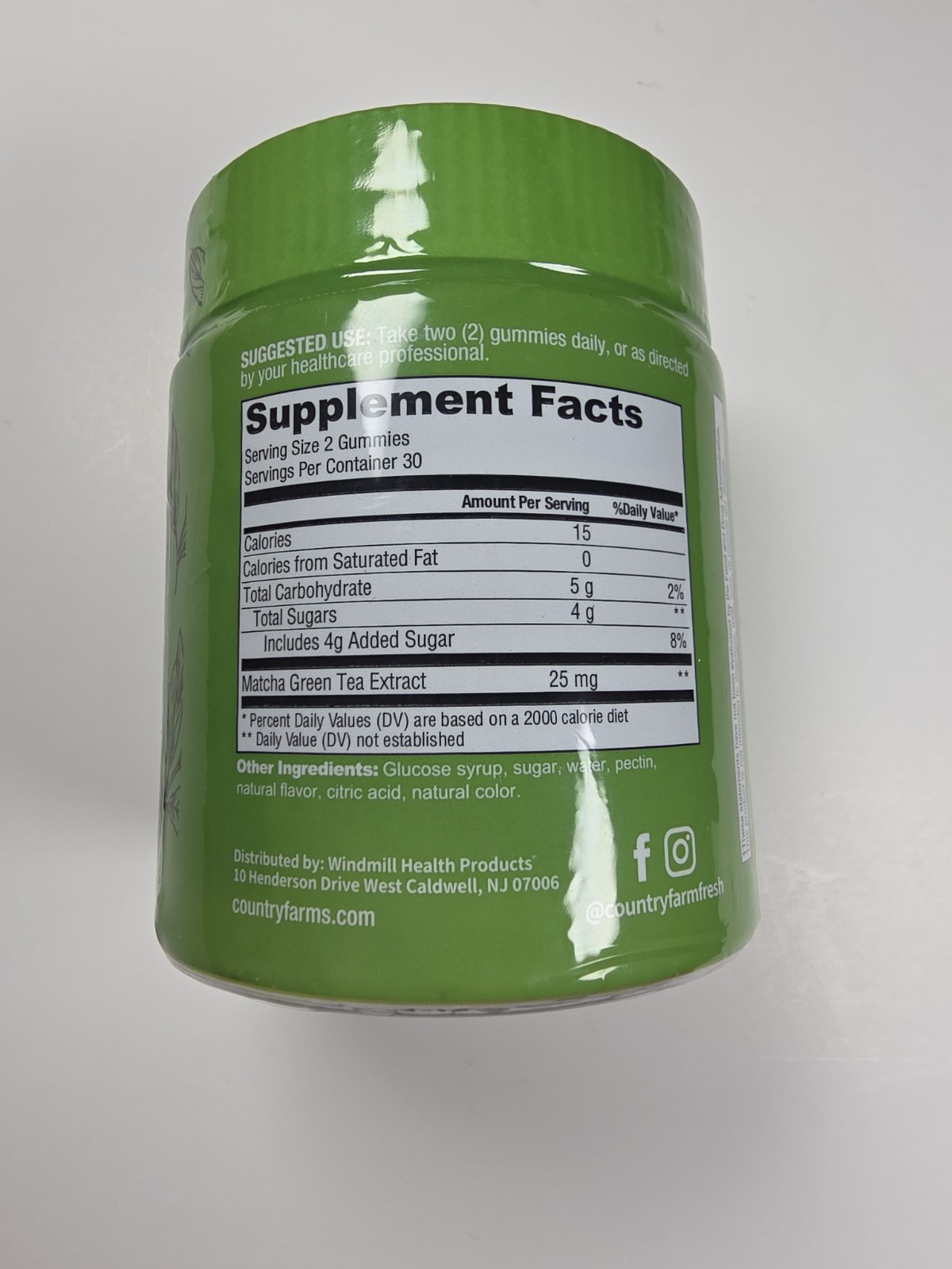 Matcha Green Tea Gummies 60 Count by Country Farms