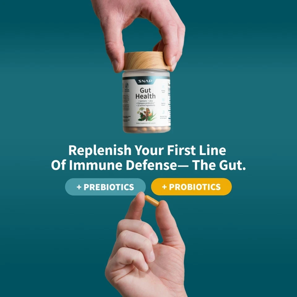 SNAP Gut Health Probiotics Digestive Enzymes Turmeric PYLOPASS H Pylori Suppleme