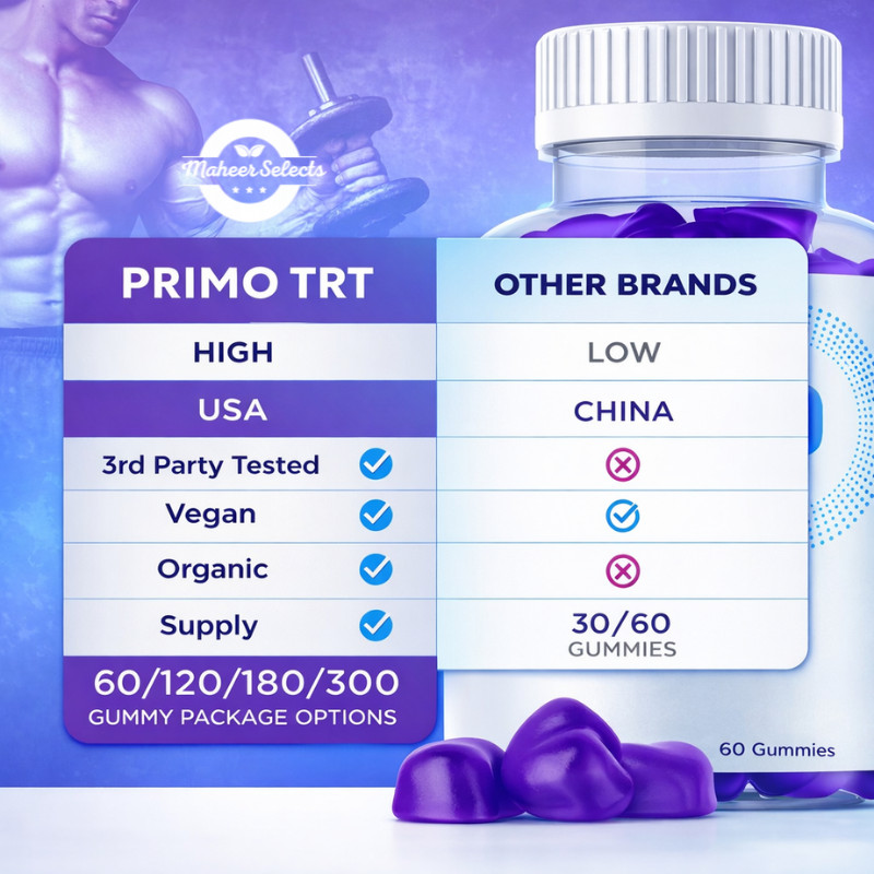 Primo TRT Men’s Gummies Advanced Pro Formula Chewable Supplement 60 Gummies