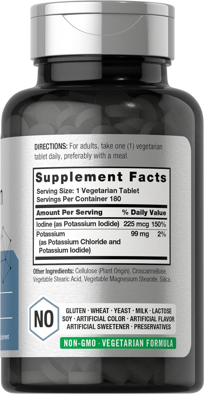 Horbaach Potassium Plus Iodine 180 Tablets Iodide Non-GMO Gluten Free Supplement