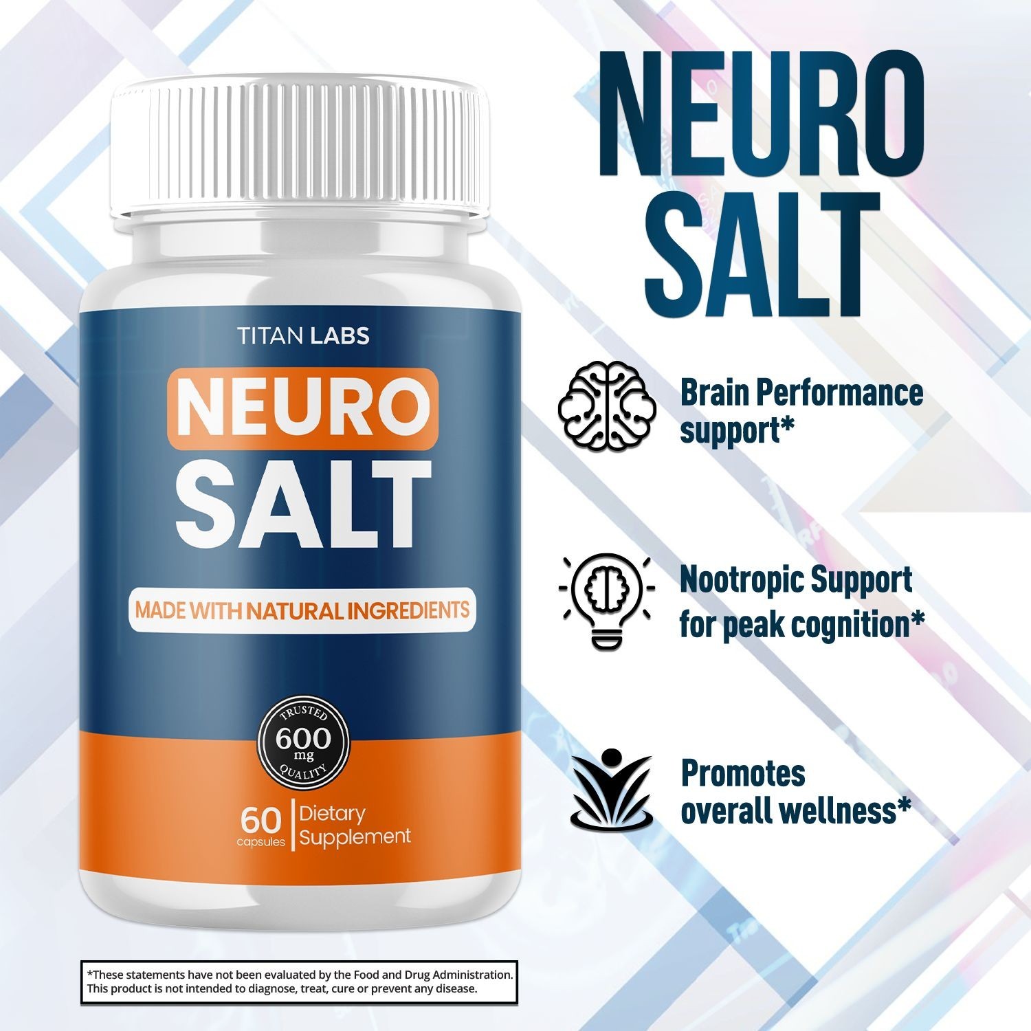 (5 Pack) Neuro Salt Nootropic All Natural Brain Supplement NeuroSalt 300 Capsule