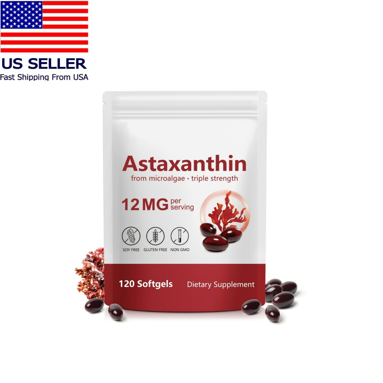 Astaxanthin 12mg 120 Softgels – Antioxidant for Eye, Skin, Joint & Heart Health