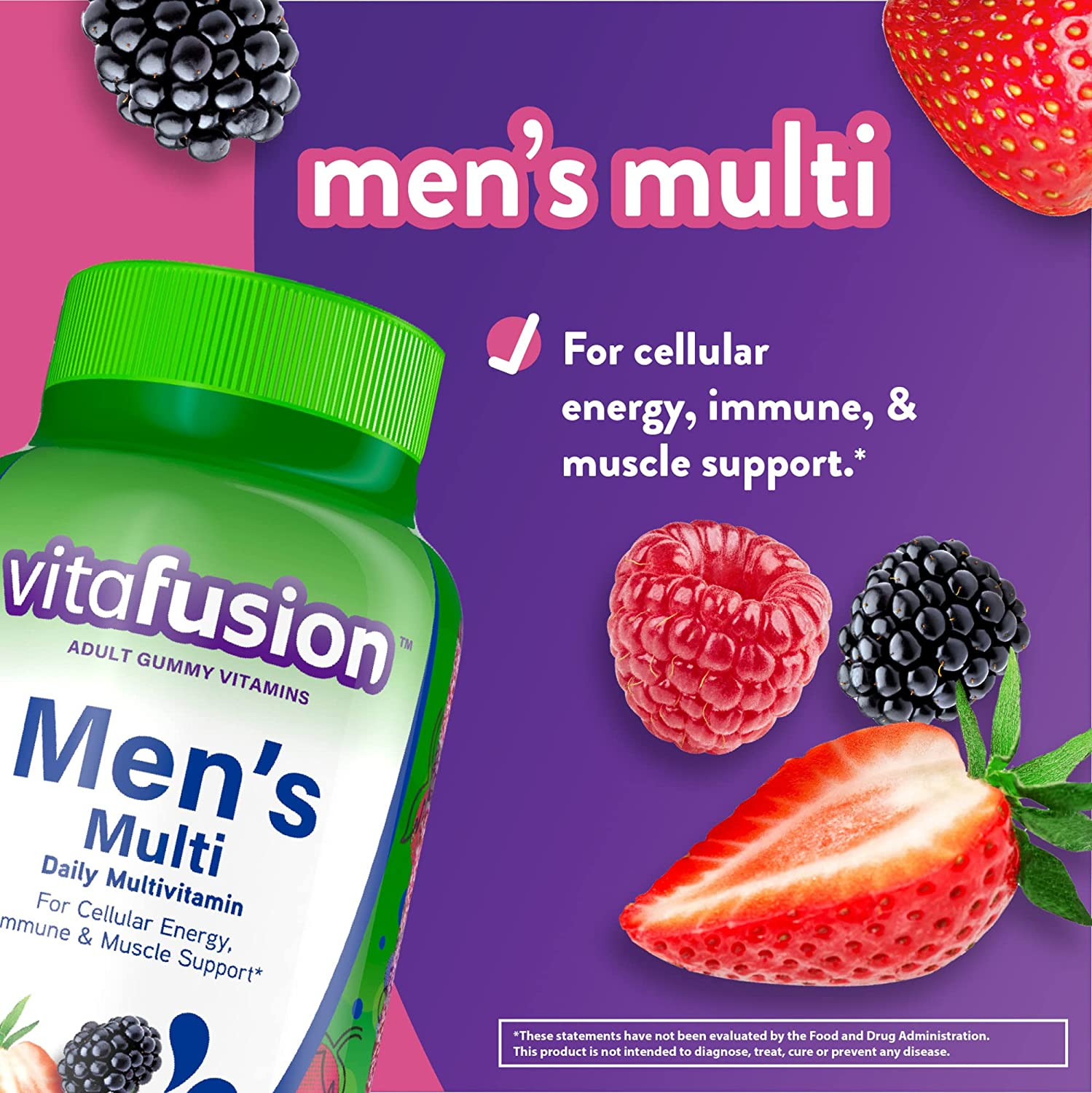 Vitafusion Adult Gummy Vitamins for Men, Berry Flavored Daily Multivitamins for