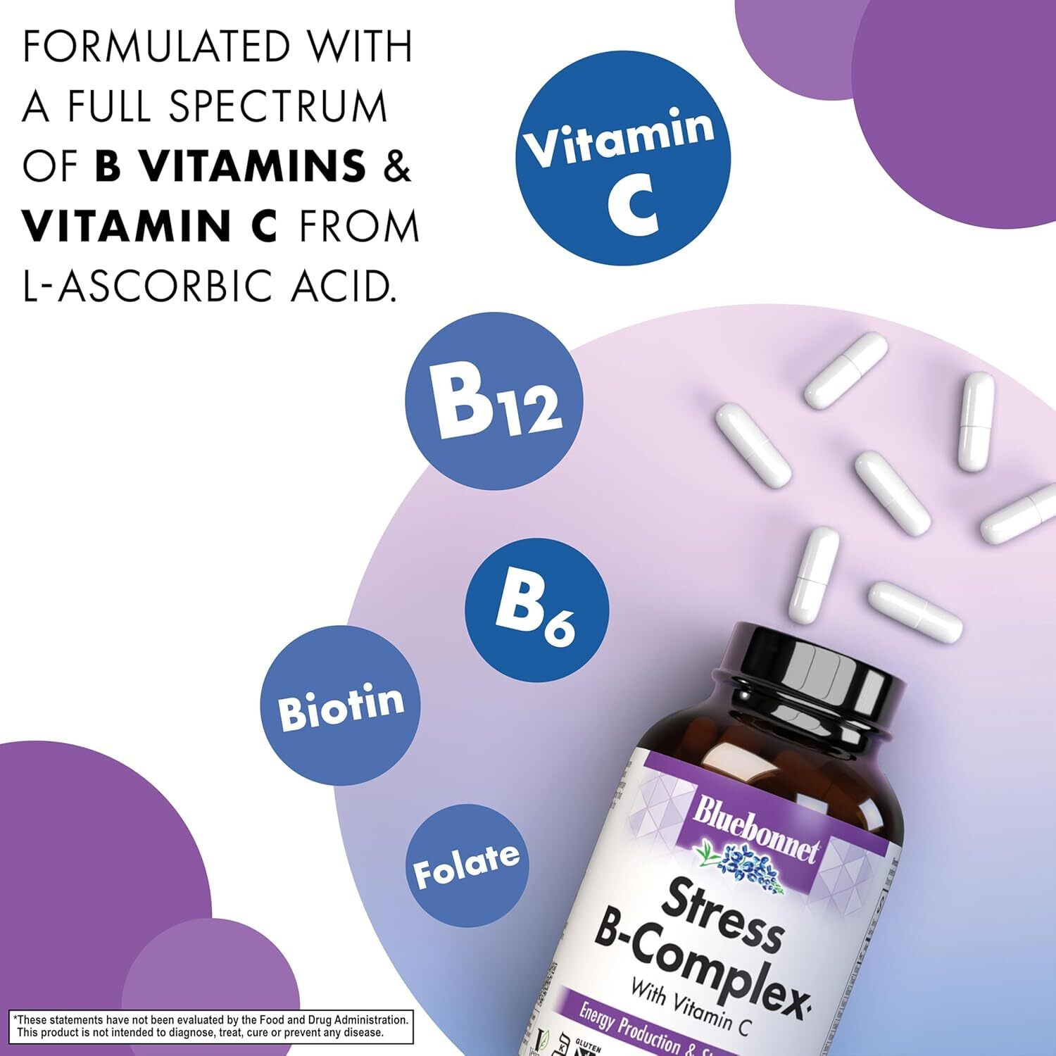 Bluebonnet Nutrition – STRESS B-COMPLEX 100 Veg Caps exp 02/28