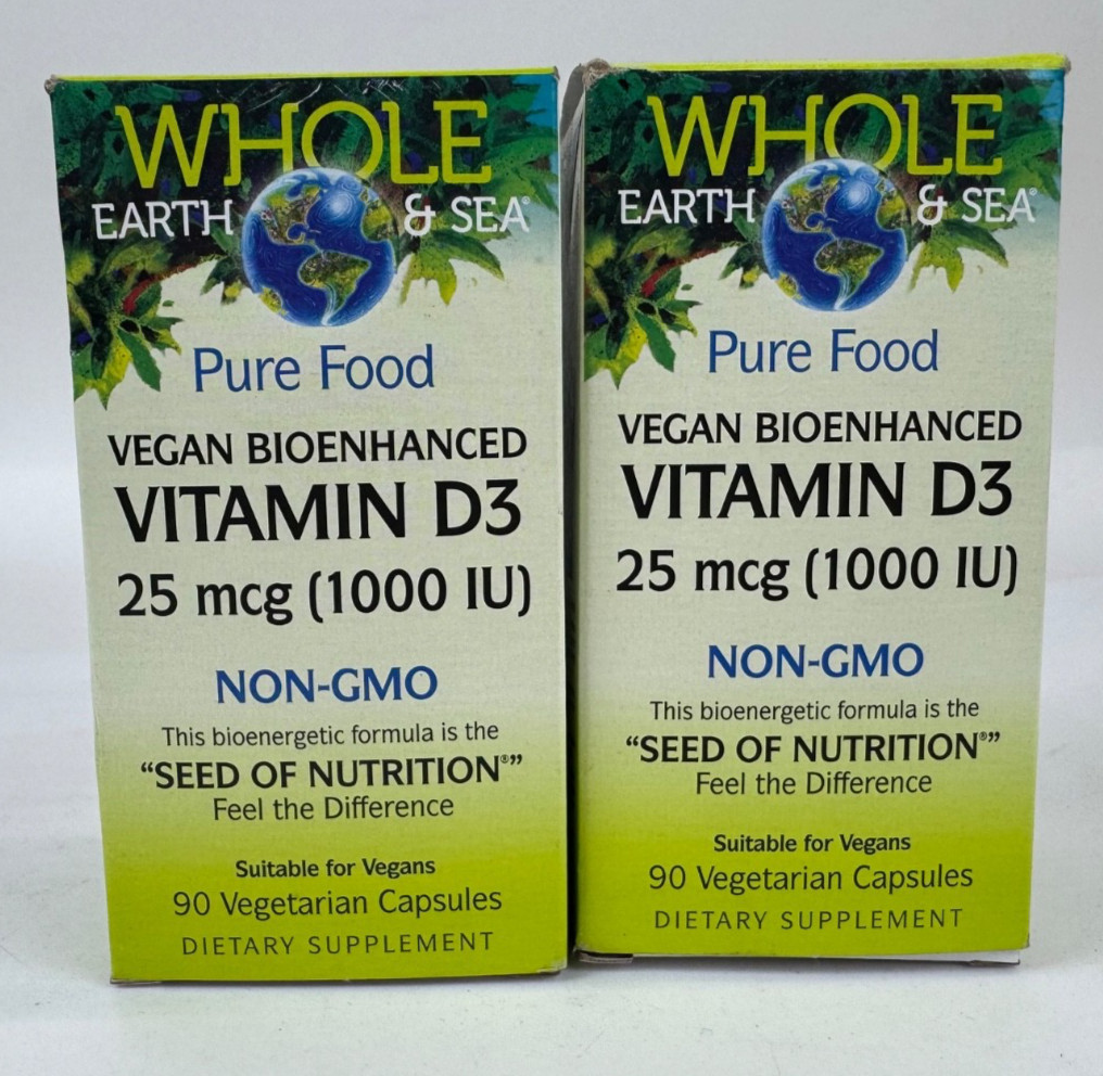 2X Natural Factors Whole Earth & Sea Vitamin D3 5000 IU, 60 Vegetarian Capsules