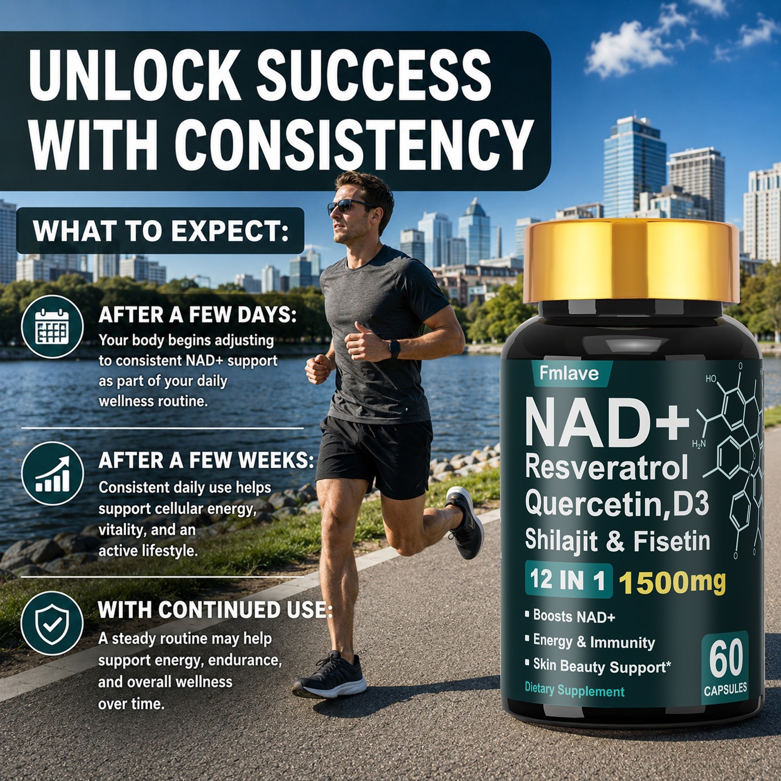 NAD+ Resveratrol Saw Palmetto Men’s Complex 90ct Cellular Energy Prostate Health