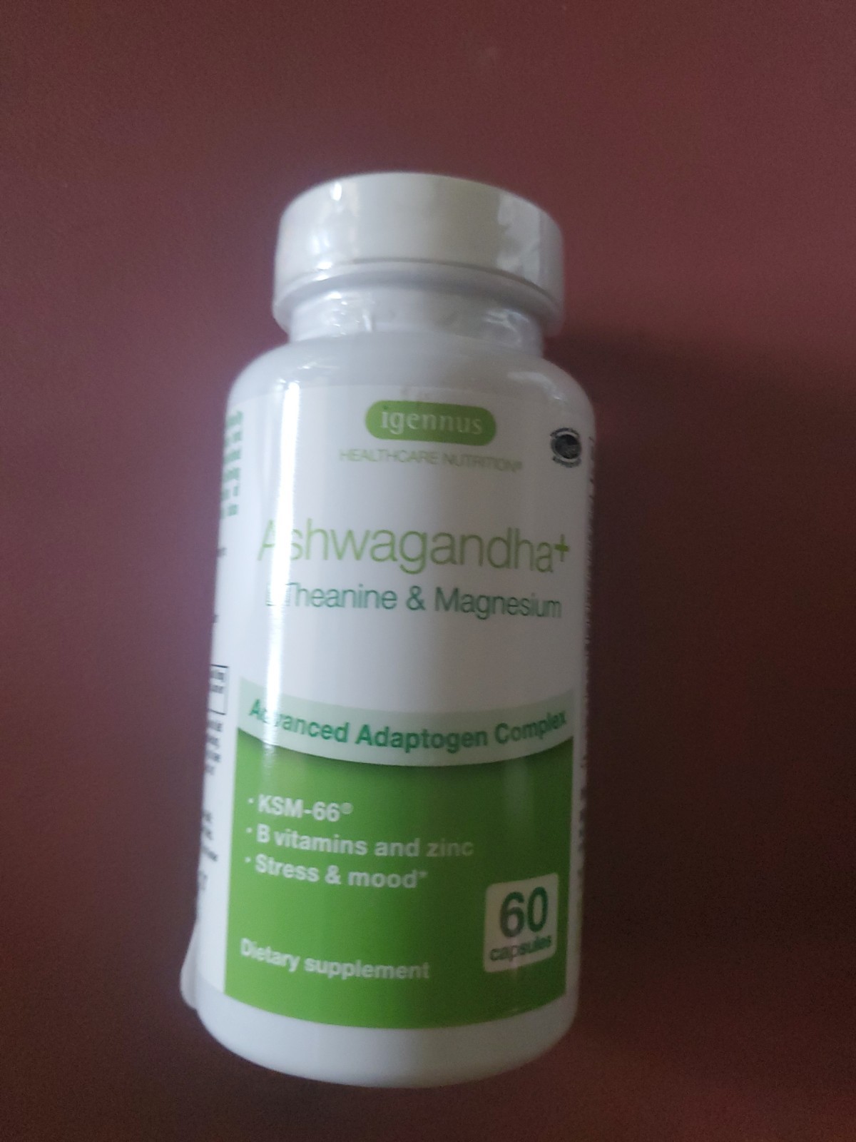 Igennus Ashwagandha Stress Relief Complex with KSM66 LTheanine 60 Vegan Caps