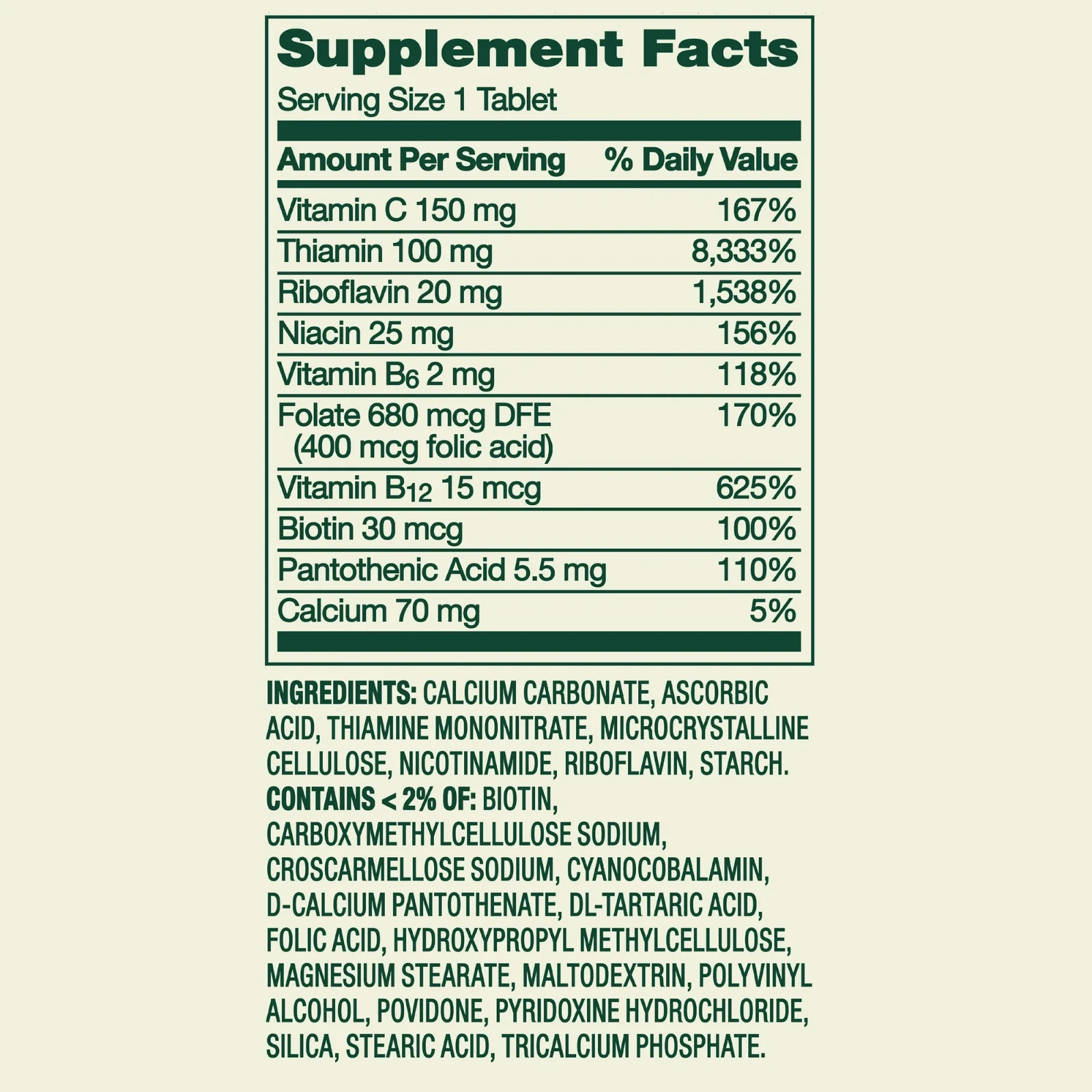 Spring Valley Super Vitamin B-Complex Tablets Dietary Supplement, 100 Count