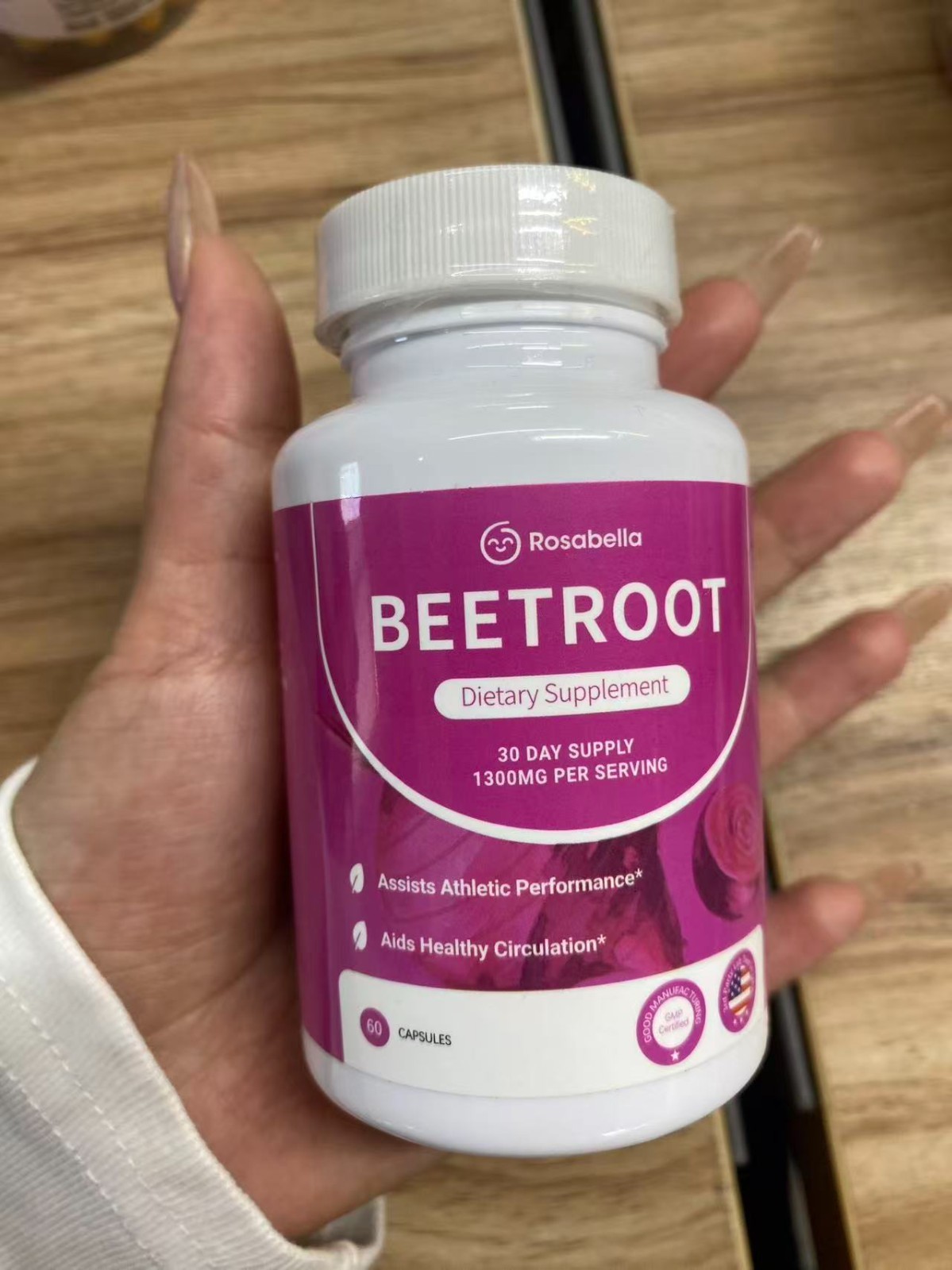 3PCS Rosabella Organic Beet Root 60 Capsules Natural Energy BoostBlood Pressure