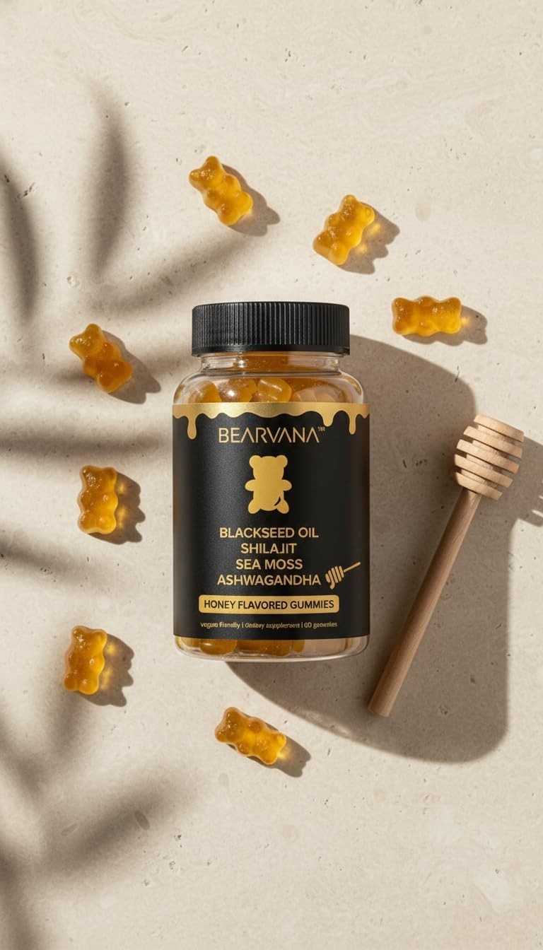 Bearvana Black Seed Oil Shilajit Sea Moss Ashwagandha Gummies 60 Ct Vegan