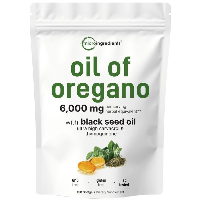 2 in 1 Oil of Oregano & Black Seed Softgels Count with Carvacrol,Immune Support