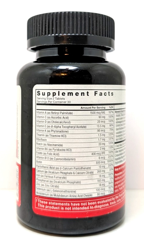 Force Factor Women’s Multivitamin 60 Tablets Expires 01/2029 NEW 30 Day Supply